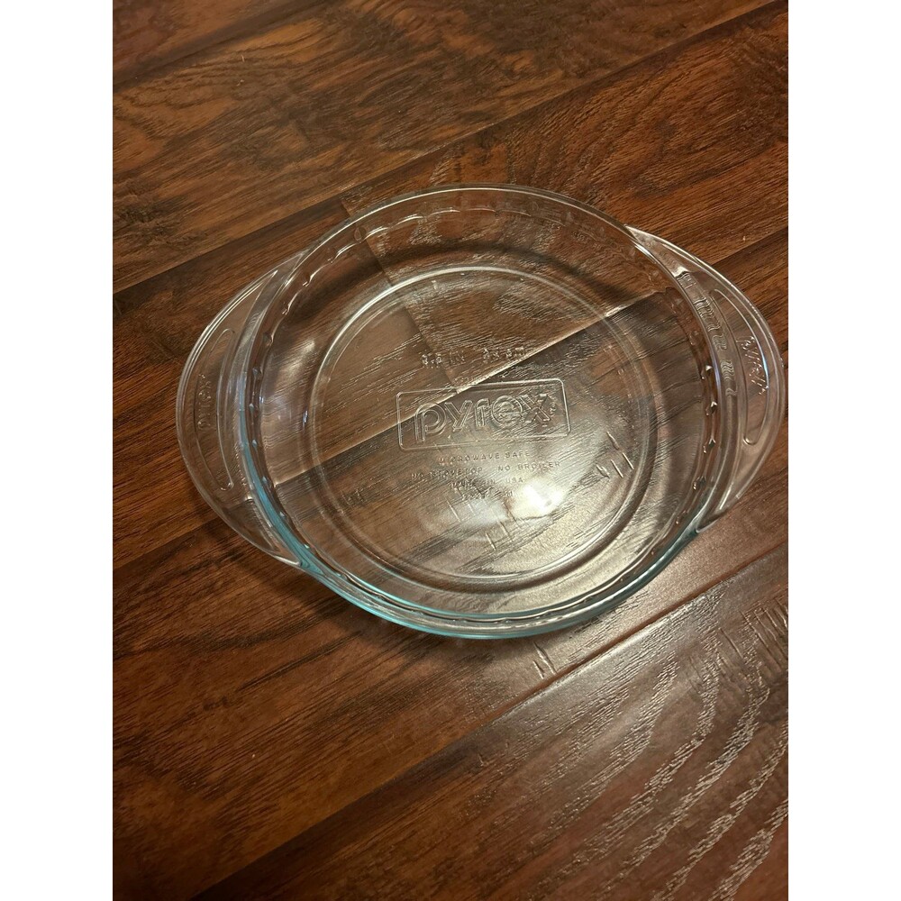Vintage Pyrex 9.5 " Glass Deep Dish Pie Plate with Fluted Edge & Handles #2229